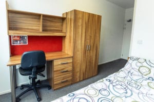 A single en-suite room at Bragg House accommodation.
