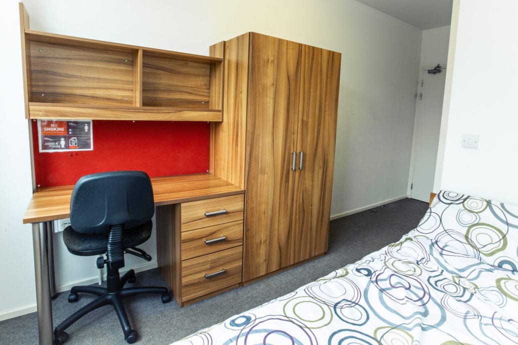 Single bedroom in Bragg House residential accommodation for students at Sir Michael English summer camp, Cambridge